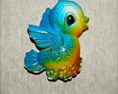 Vintage Chalkware Bird, Blue Bird Vintage Kitchen Decor Miller Studios 1970