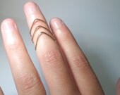 Above the knuckle Single Gold Brass Chevron Knuckle Ring- Single