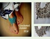 Crocheted anklet PDF patten - a photo tutorial, ankle bracelet, barefoot jewelry, boho chic, DIY anklet, sell what you make