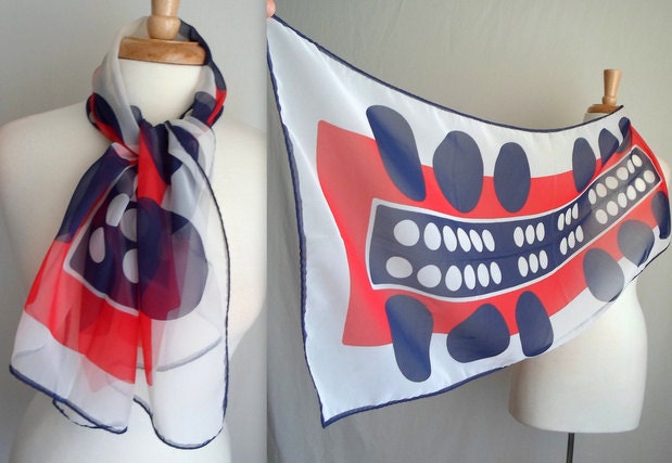 Red White & Blue Abstract Scarf