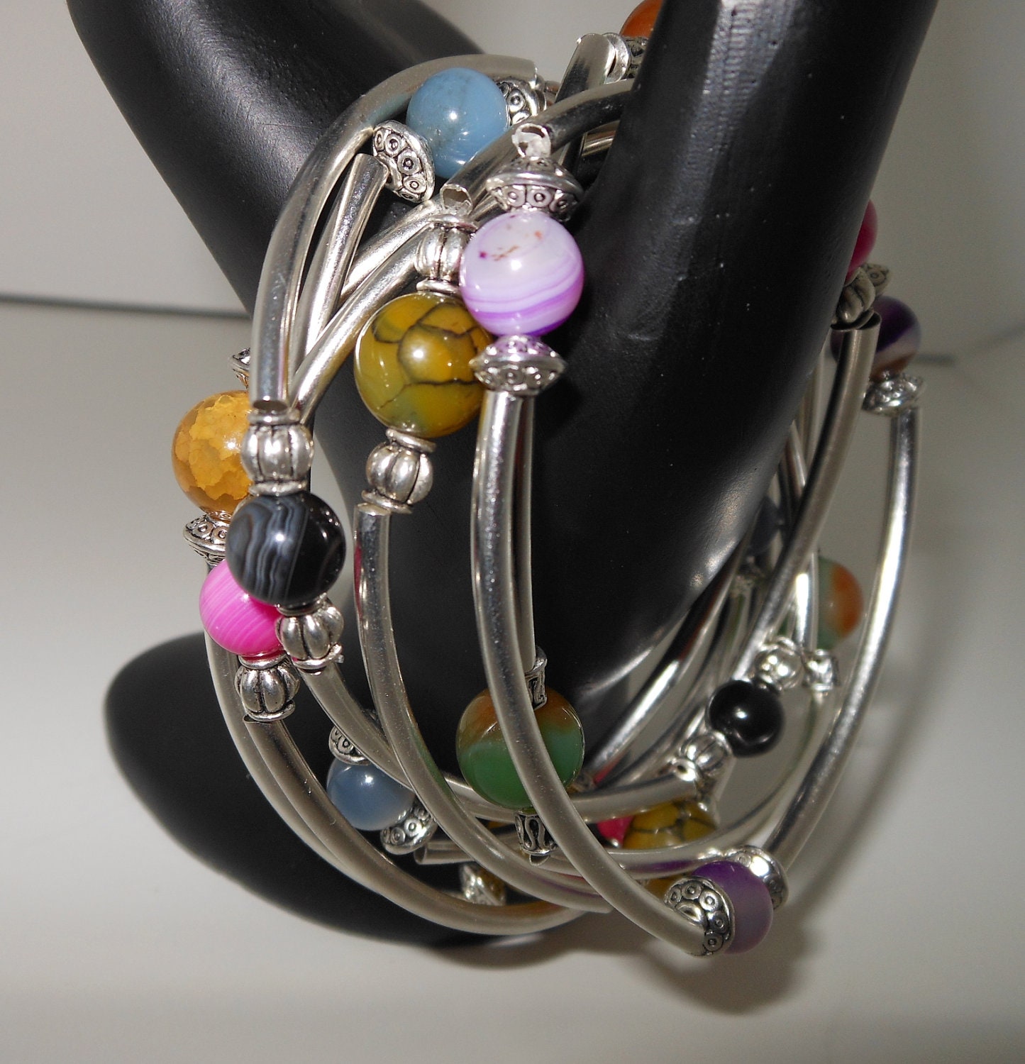 Set of 5 Stone/Crystal Bangles by ChoklatTea