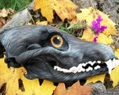 Living Heads Black Coyote Painted Skull