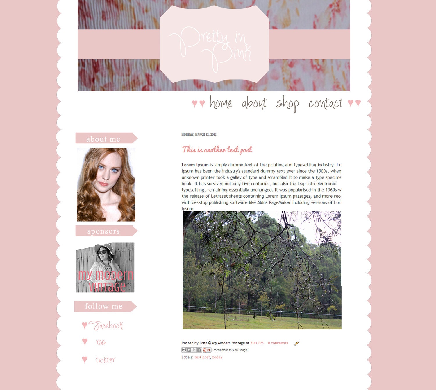 Pretty in Pink- Premade Blog Template for Blogger- Graphic Design - Installation Included