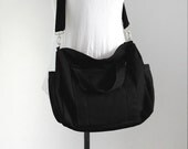 SALE - Mini Duffel Bag in Black Canvas / Shoulder bag / Handbag / Messenger bag / Shoulder / Travel Tote / Carry on bag / Men Women - Duffy