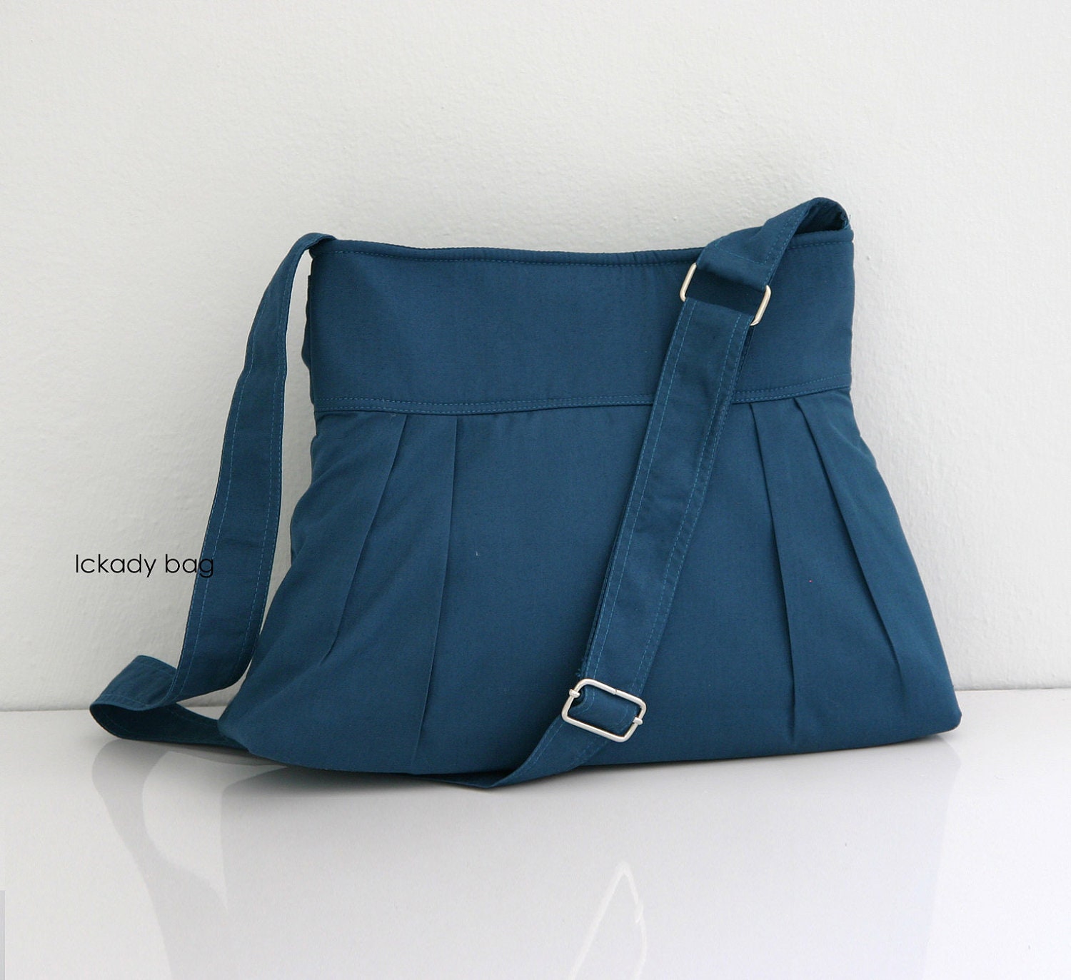 Summer Sale - Small Teal Blue Bag with Adjustable strap / Messenger Bag / Pleated Purse / Day bag / Small Bag / Bridesmaid Gift