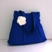 SALE 10% Indigo Blue Canvas Bag / Tote / Shoulder bag / Handbag / Bridesmaid Tote with Detachable Cream Flower