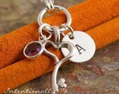 Personalized Jewelry - Hand Stamped Jewerly - Sterling Silver Custom Necklace - My Heart is yours (Key to my heart)