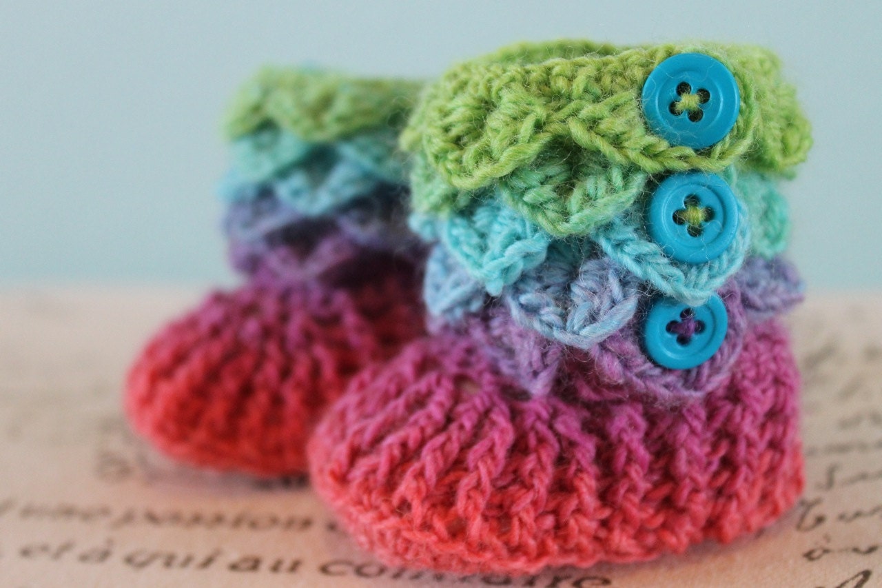 Crocodile Stitch Booties - Crochet Baby Booties - CUSTOM OPTIONS AVAILABLE