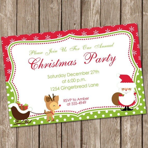 Christmas Invitation, Holiday invitation, holiday party, christmas party, gift exchange invite, printable, digital file Il_570xn