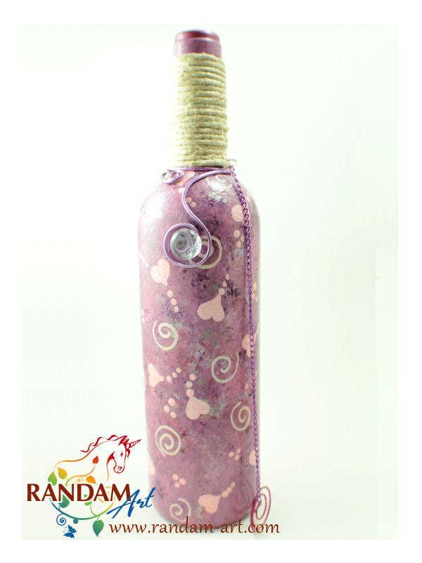 Painted Glass Incense Smoking Bottle Upcycled Wine Bottle