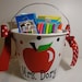 Personalized teacher gift bucket, basket, pail -  apple design, Many colors and designs available. 5 quart