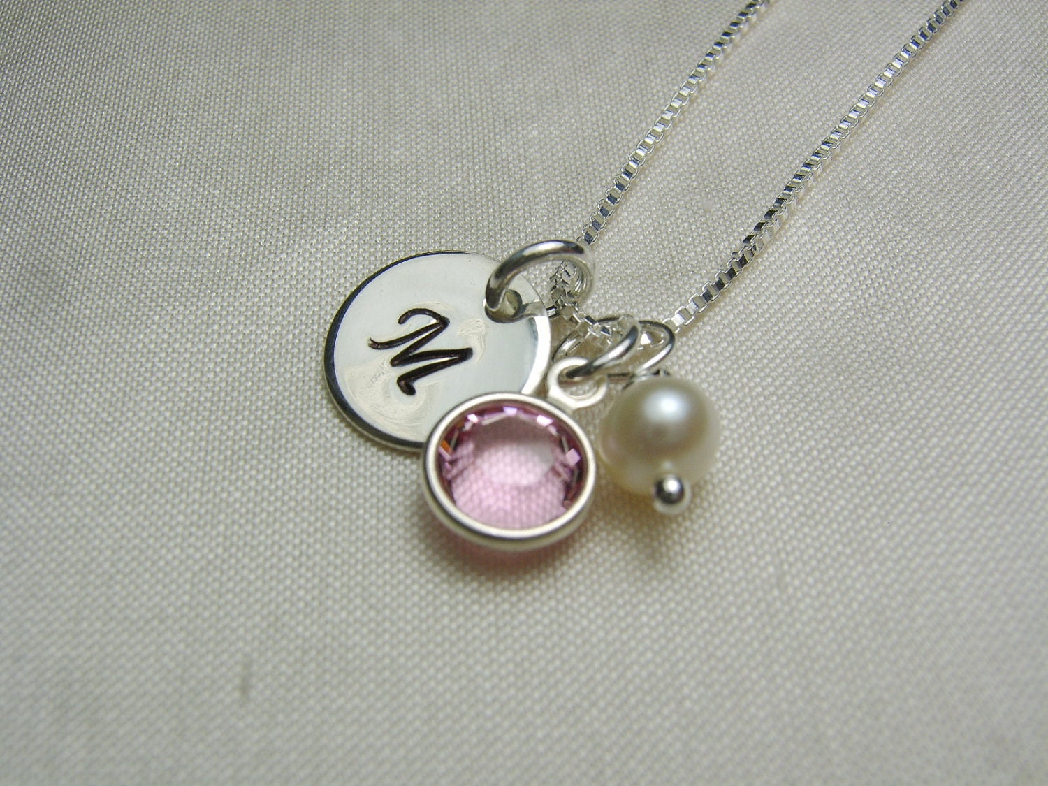Birthstone Necklace - Sterling Silver Initial Personalized Jewelry