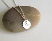 Small Silver Star Stamped Charm on Sterling Silver Chain Necklace