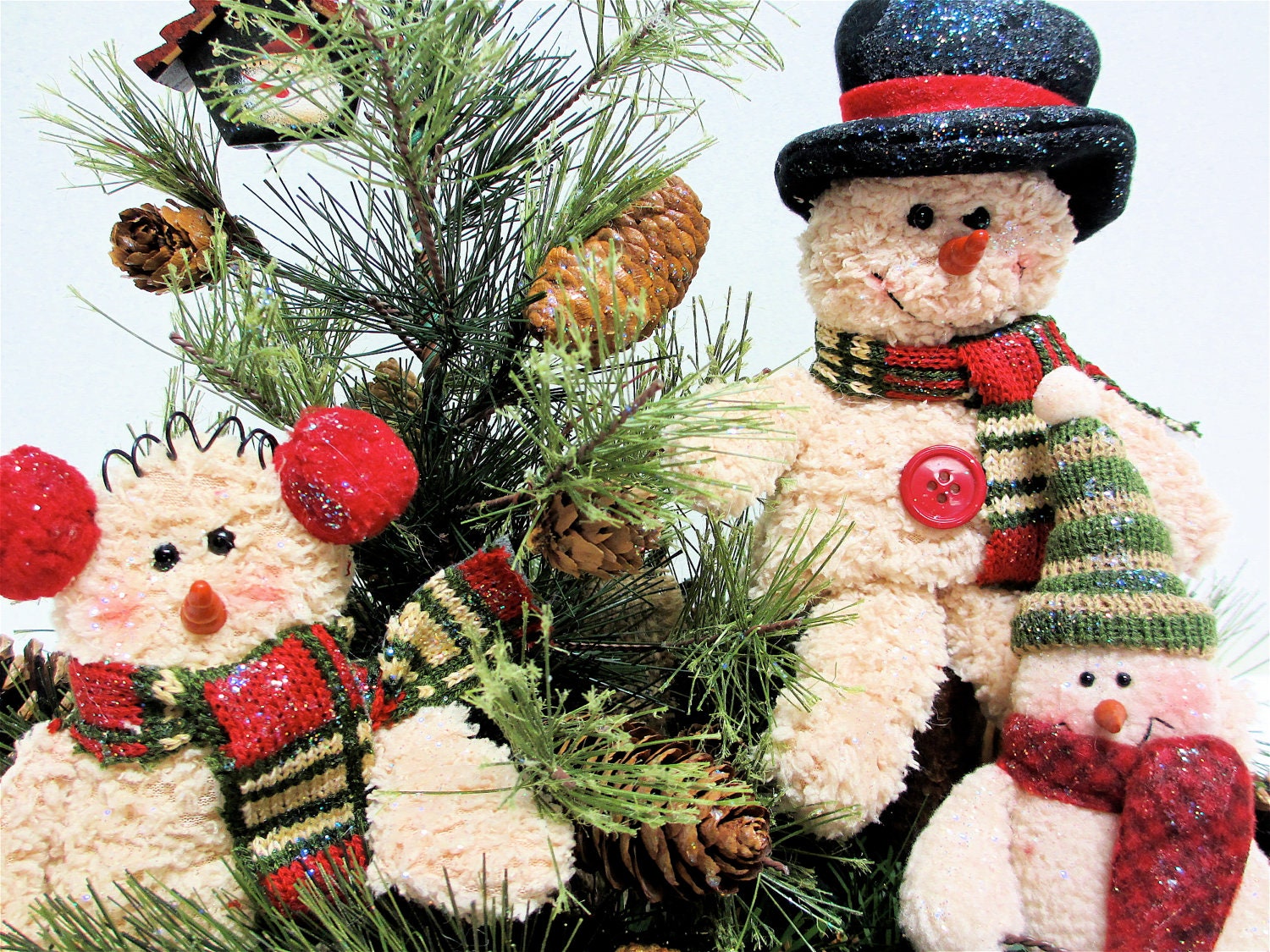 Winter Holiday Christmas Snowman Family Christmas Tree Arrangement Holiday 2012