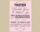 Printable Wedding Invitation 5x7 Blush Vintage Poster