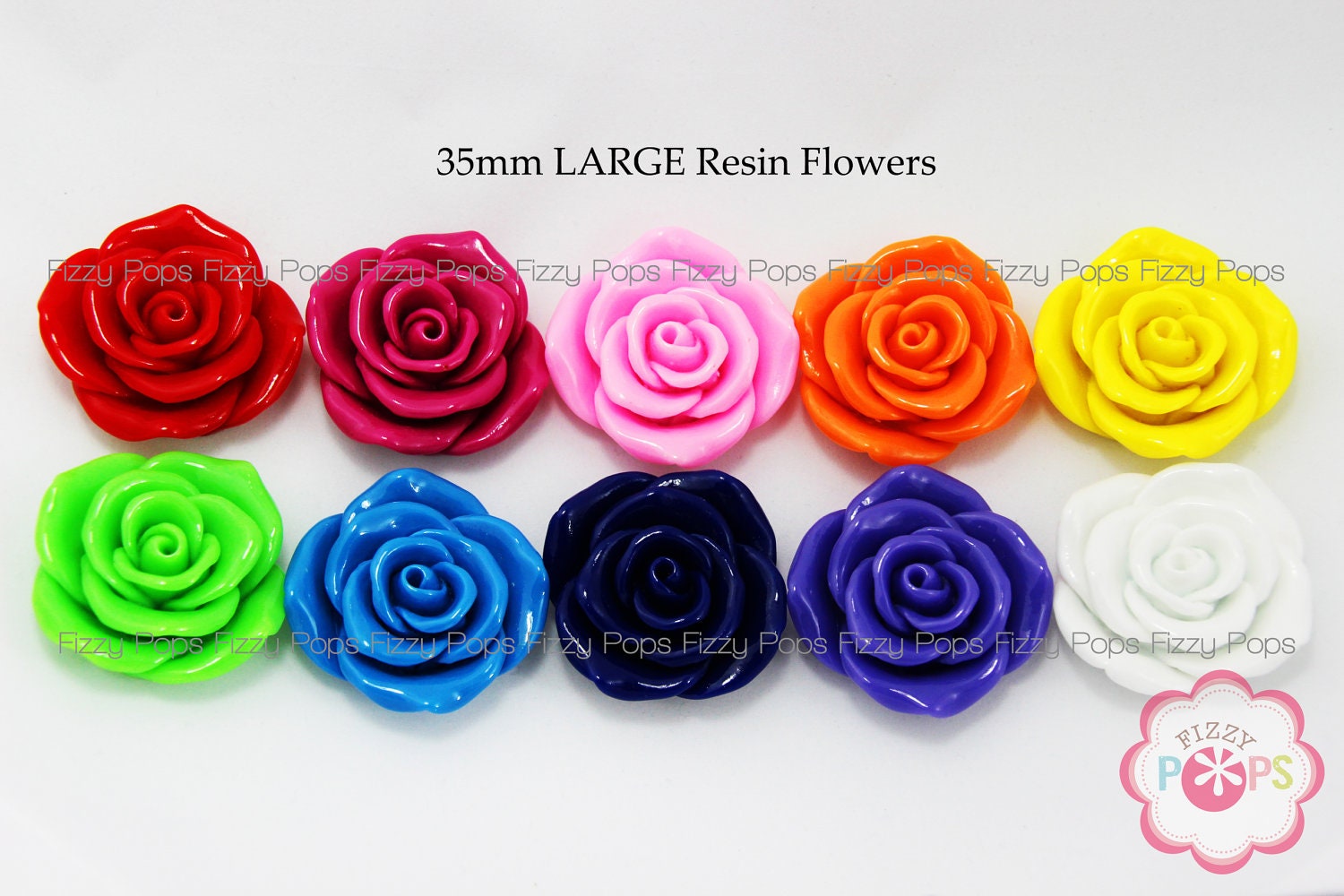 5 Resin FLOWER Beads LARGE 35mm Chunky Necklace Rose Centers