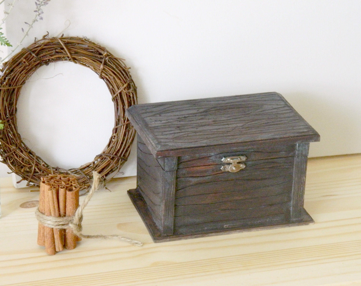 Old fashioned box, Rustic, Vintage style, Black and Patina