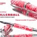 Rollerball Pen Red White Swarovski crystals, highest quality writing pens