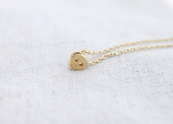 Cute Tiny Baby Skull gold Necklac - S2200 -3