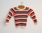 Vintage Red Green and White Baby Jumper - Size 12 Months