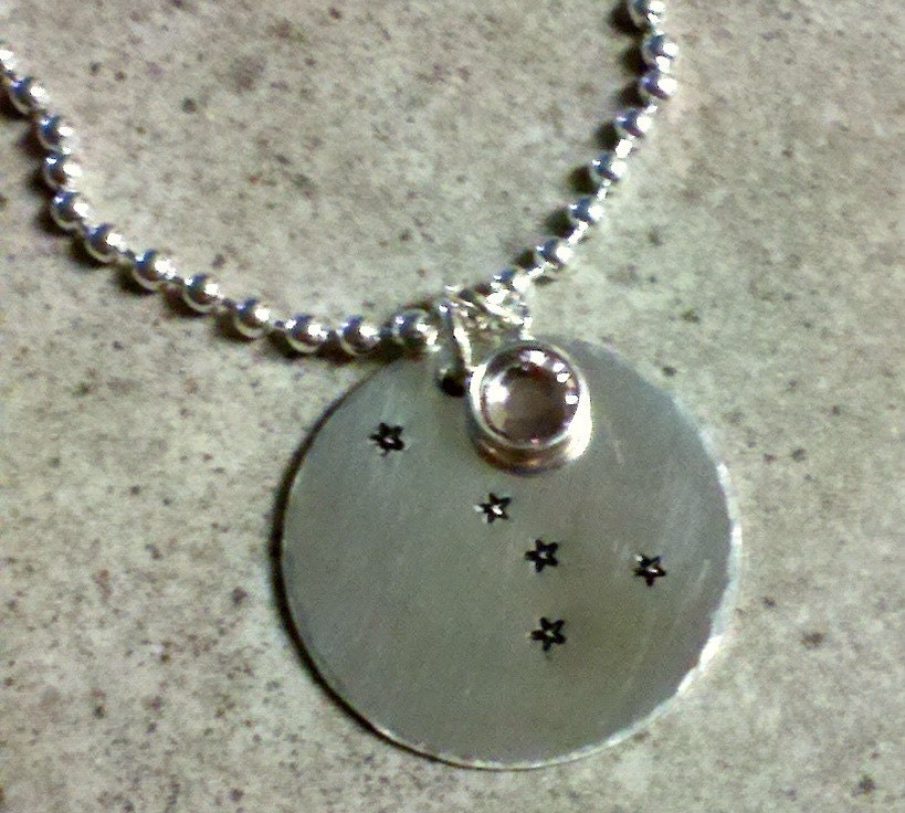 Hand Stamped Zodiac Birthstone Constellation Necklace