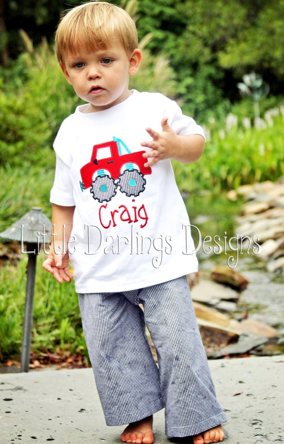 Boys Appliqued and Monogrammed Monster Truck Shirt