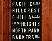 San Diego - Subway Sign - Typography Print - Home Decor - Poster - Modern - Gift - 11x17