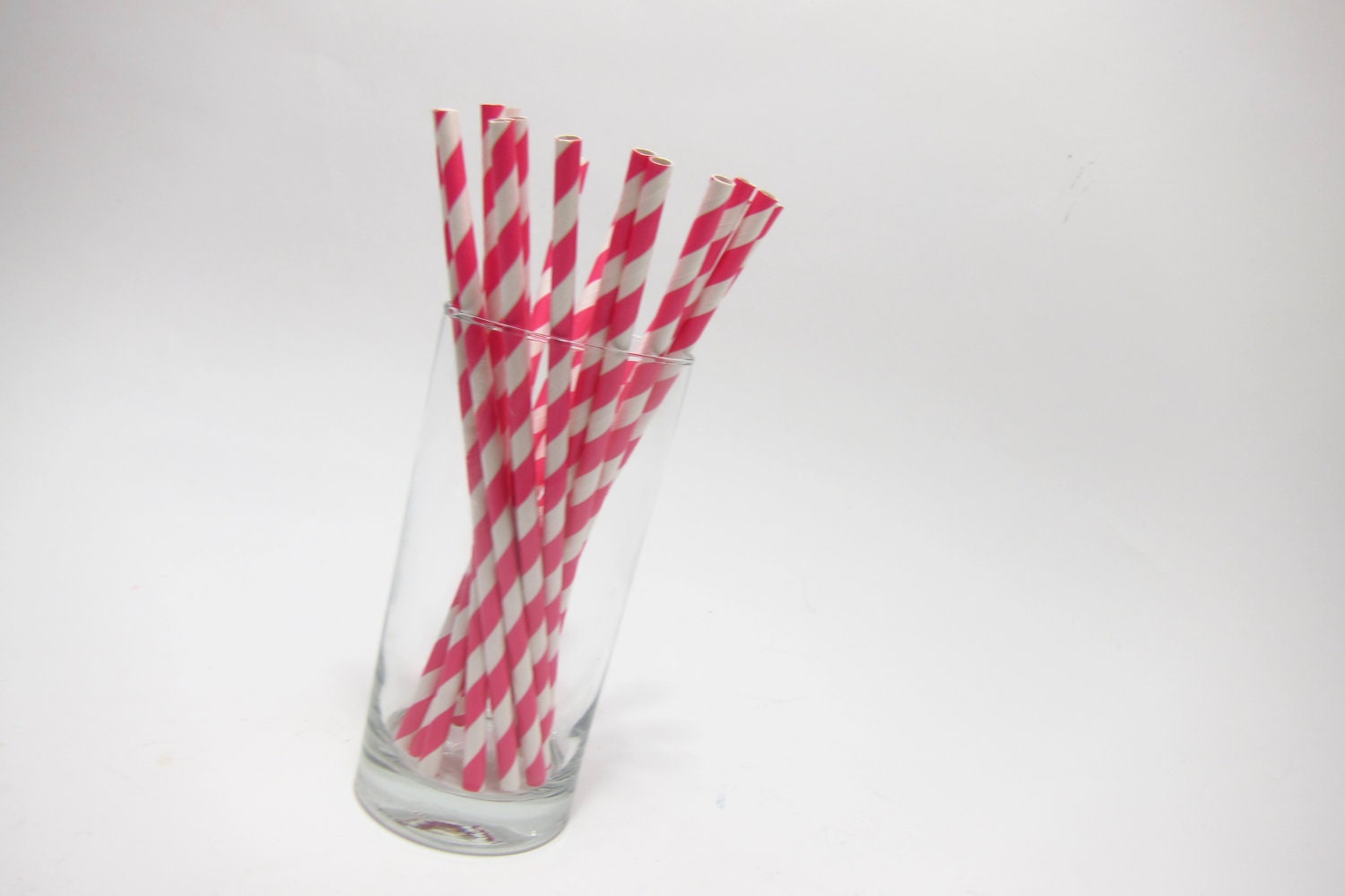 25 Bright pink striped Paper Straws, AND Digital DIY straw tags (your color choice) Party Striped Straws