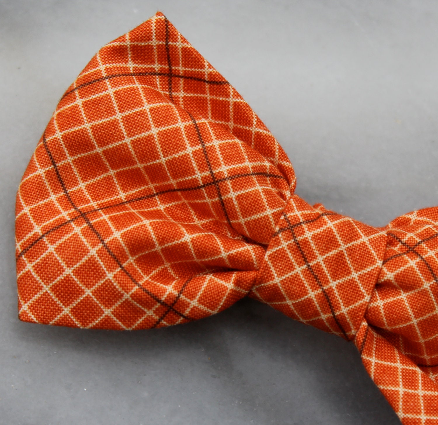 Harvest Orange Plaid Bow Tie for boys - clip on