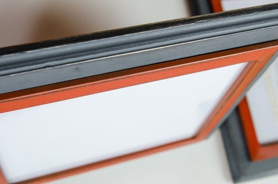 2) 8x10 Inner Stacked Distressed Picture Frames - Orange and Gray - Or Choose Your Color