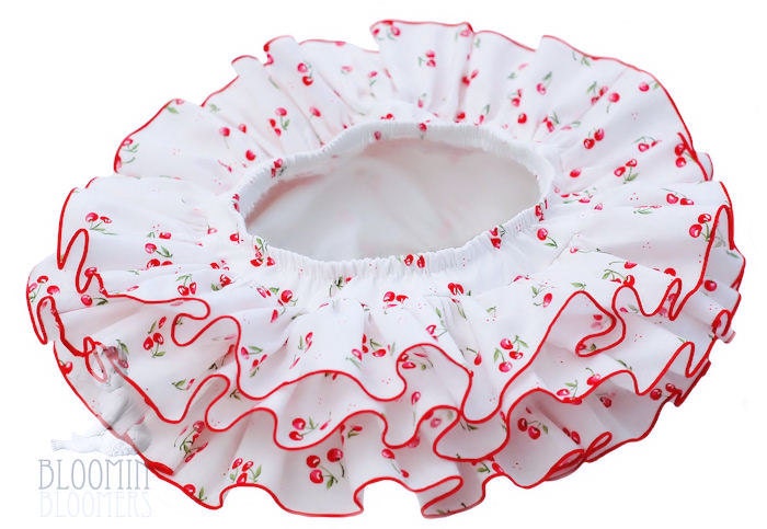 Retro Cherries Diaper Cover All Around Ruffle Bloomer Pants Baby Skirt Fabric Tutu Panty