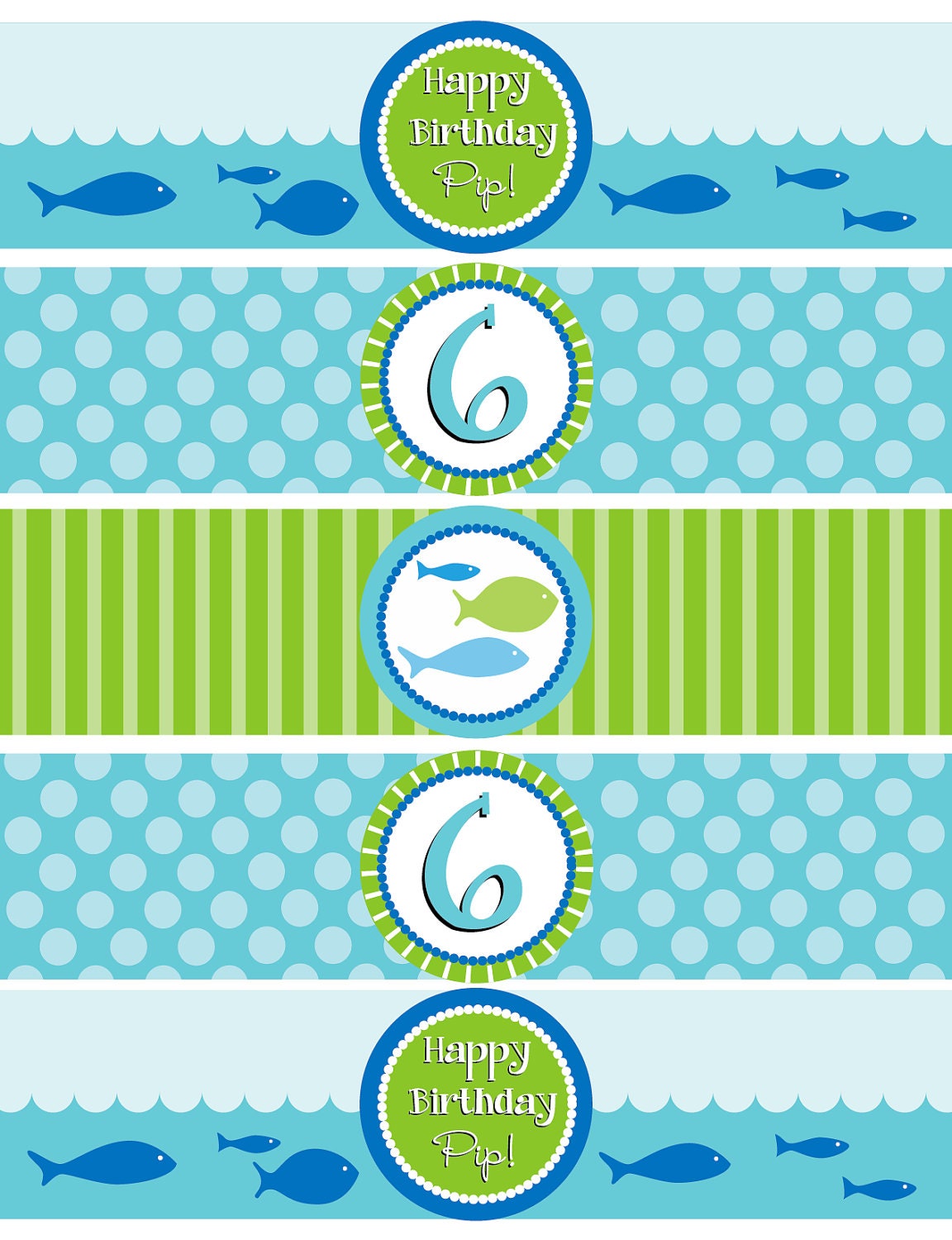 DIY Printable, Fish WATER BOTTLE Labels Il_570xn