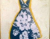 Little Dress Painting - Elegant Blue and Yellow