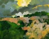 Heathland storm - original acrylic semi-abstract landscape painting