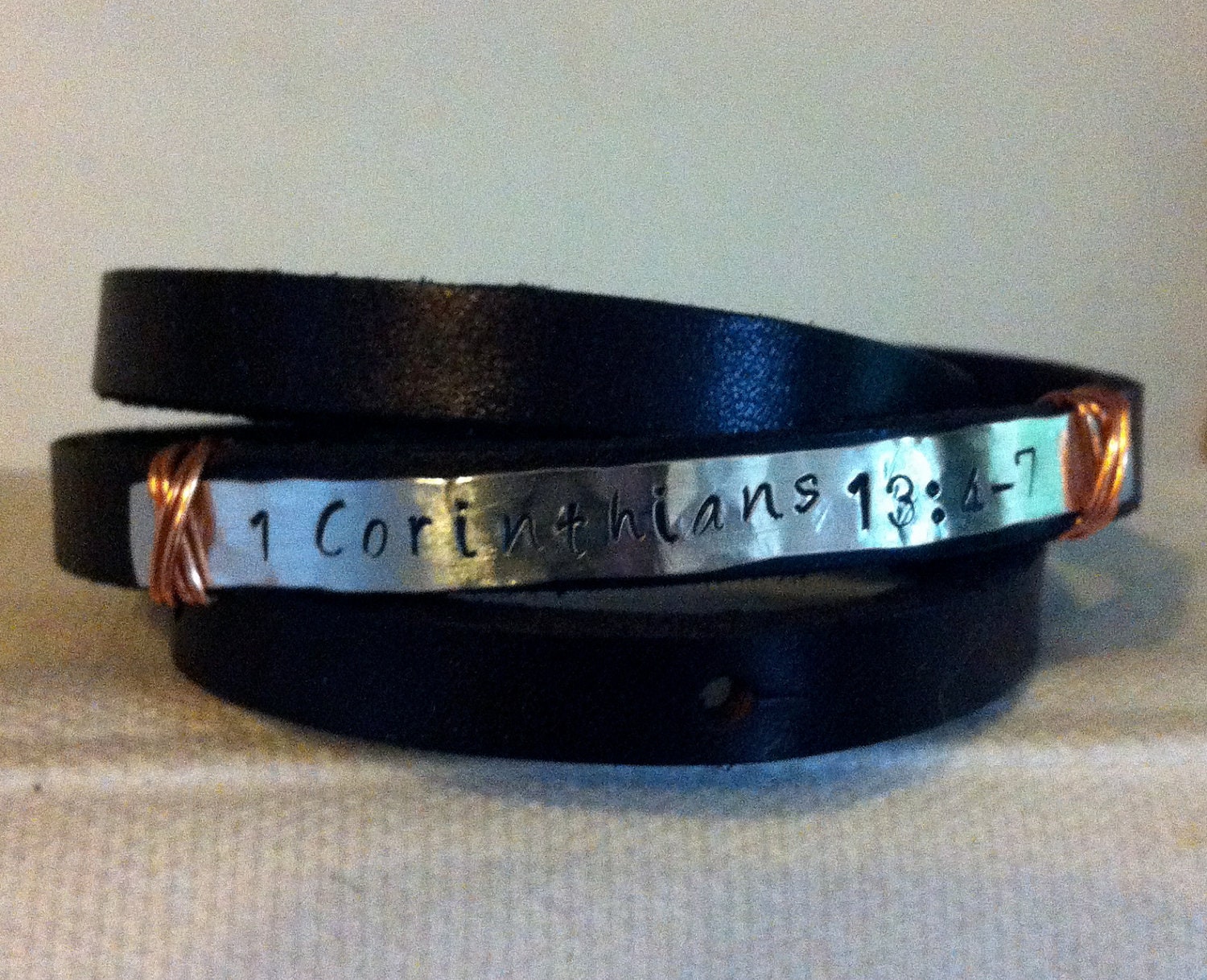 Men's Personalized Triple Band Silver Leather Bracelet. Handmade. Rustic. Hand Stamped. Reclaimed Silver. Leather. Custom.