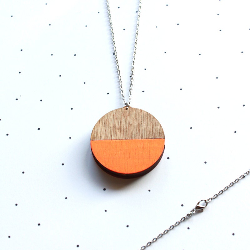Wooden Laser Cut Neon Dipped Photo Locket Orange