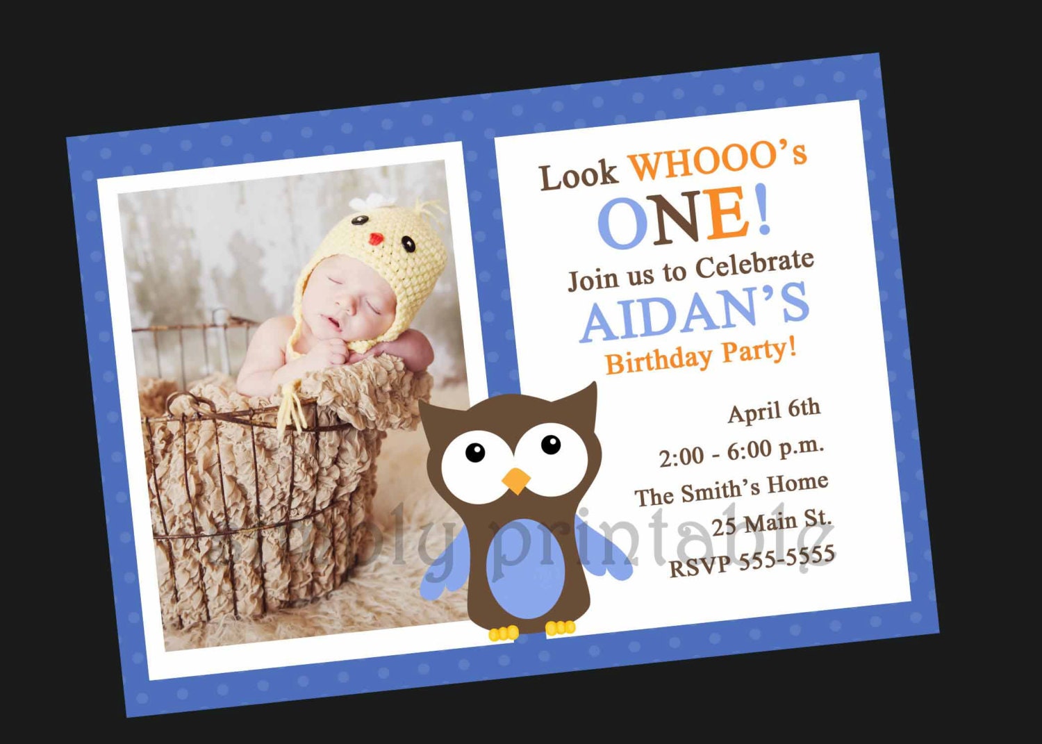 Owl Birthday Invitation for Boys or Girls (Printable Digital file) Il_570xn
