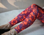 Hawaii print orange flowers leggings