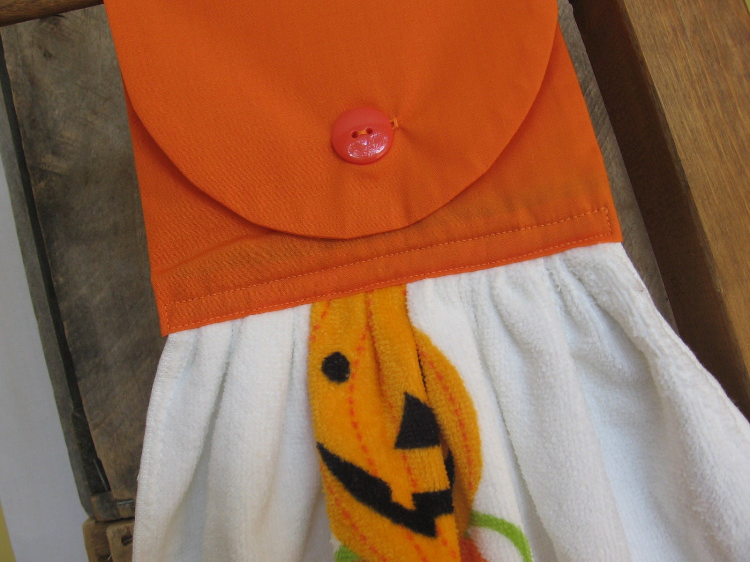 Halloween Pumpkin Kitchen Towel U-Pick Top Color Hanging Kitchen Tea Towel with Halloween Pumpkins