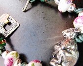 Bracelet sterling silver flower beads kangaroo charm