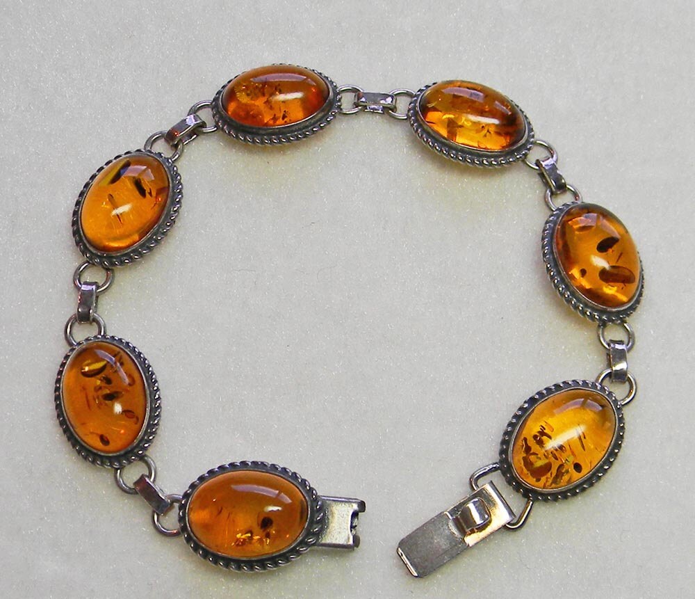 Items similar to Baltic Amber Bracelet Sterling Silver Poland Hallmark