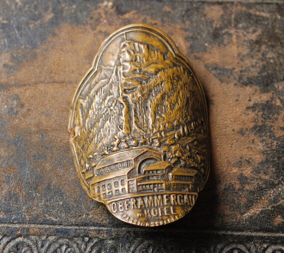 Antique brass plate walking stick badge by on Etsy