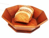 Wooden Bread Bowl, Table Centerpiece, Country Kitchen, Farmhouse Cottage, Octagon