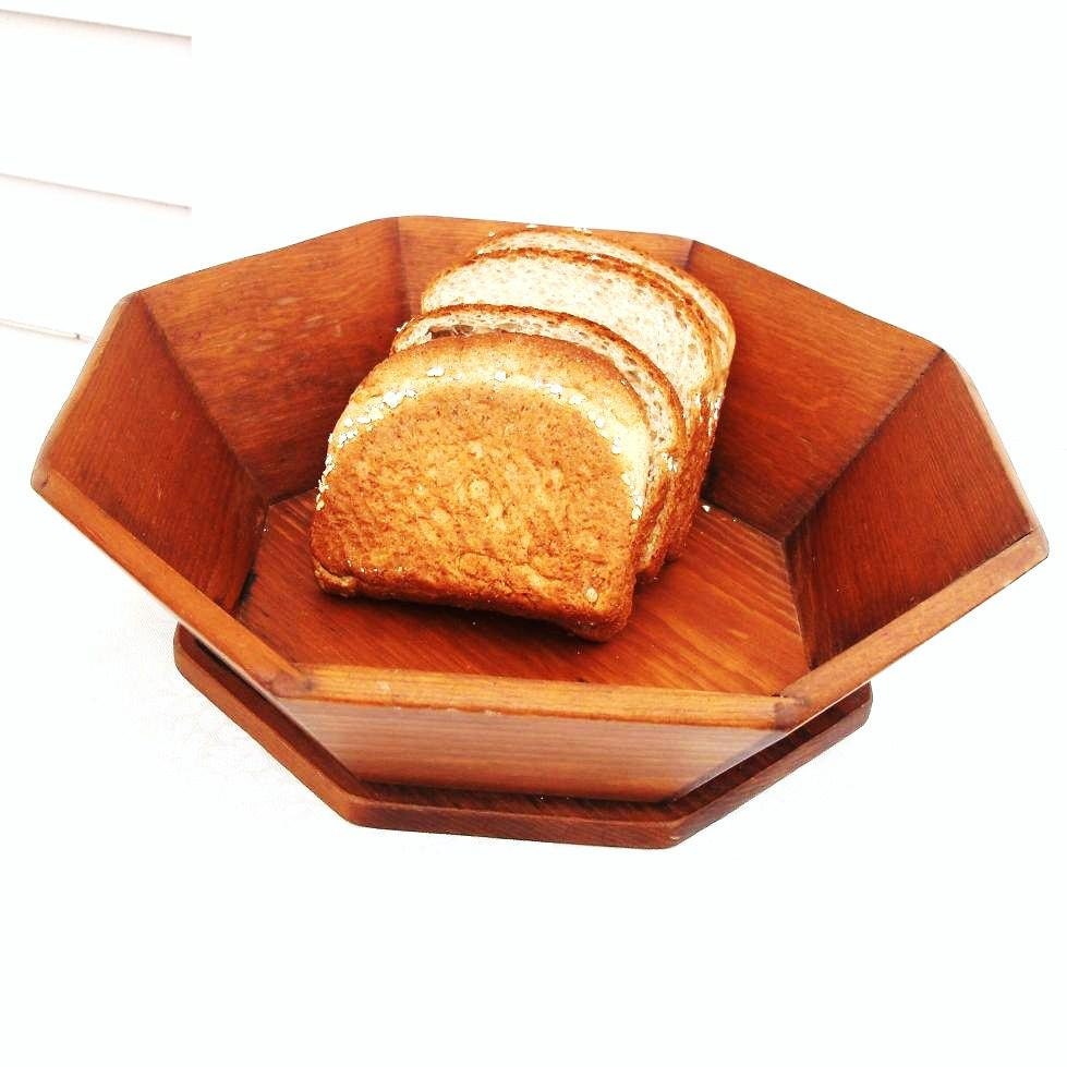 Wooden Bread Bowl, Table Centerpiece, Country Kitchen, Farmhouse Cottage, Octagon