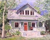 Custom house portrait in watercolor, gift for realtors , new home