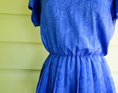 Bright Blue Peplum Vintage Dress Large