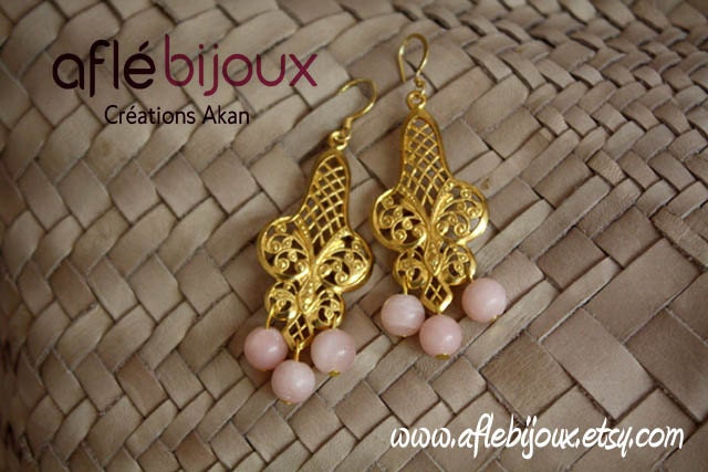 Aflé Bijoux Wedding Collection - Filigrane Earrings - Pink Opal