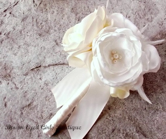 Fabric Junior Bridesmaid Bouquet in Ivory and Cream - Bridal Flowers, Wedding Accessories