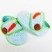 Crocheted baby booties in blue with decoration carrot, baby shoes, READY TO SHIP