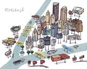 Pittsburgh- Skyline, Bridges, Rivers (13x19)